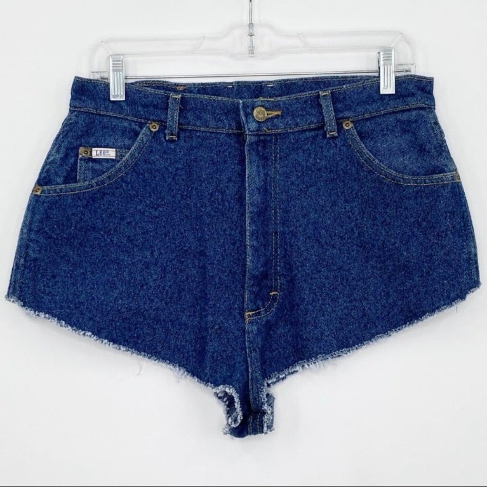 Vintage Lee Cut Off Denim Shorts Cheeky High Cut Daisy Dukes Hot Pants Sz 10